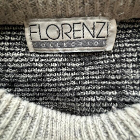 Vintage Florenzi Collection Abstract Knit Sweater Gray Black Pattern L/XL - Picture 3 of 5